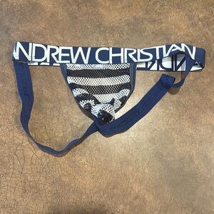 Men’s blue and white Andrew Christian Jock size small